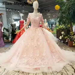Роскошные Красочные Кружево Свадебные платья 2019 Vestido De Noiva вышивка бисером 3/4 Тюль с длинным рукавом высокое качество
