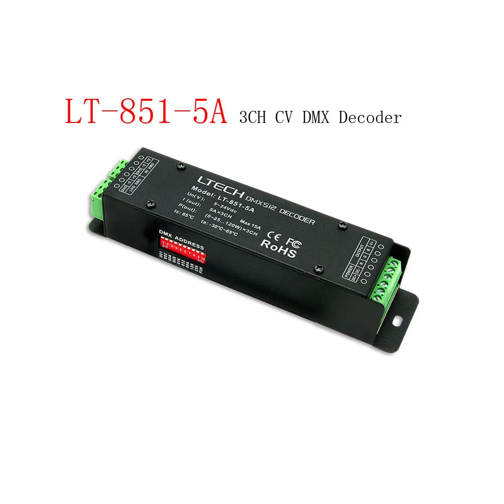 

LTECH LT-851-5A 3CH CV DMX Decoder Input Voltage 5-24Vdc