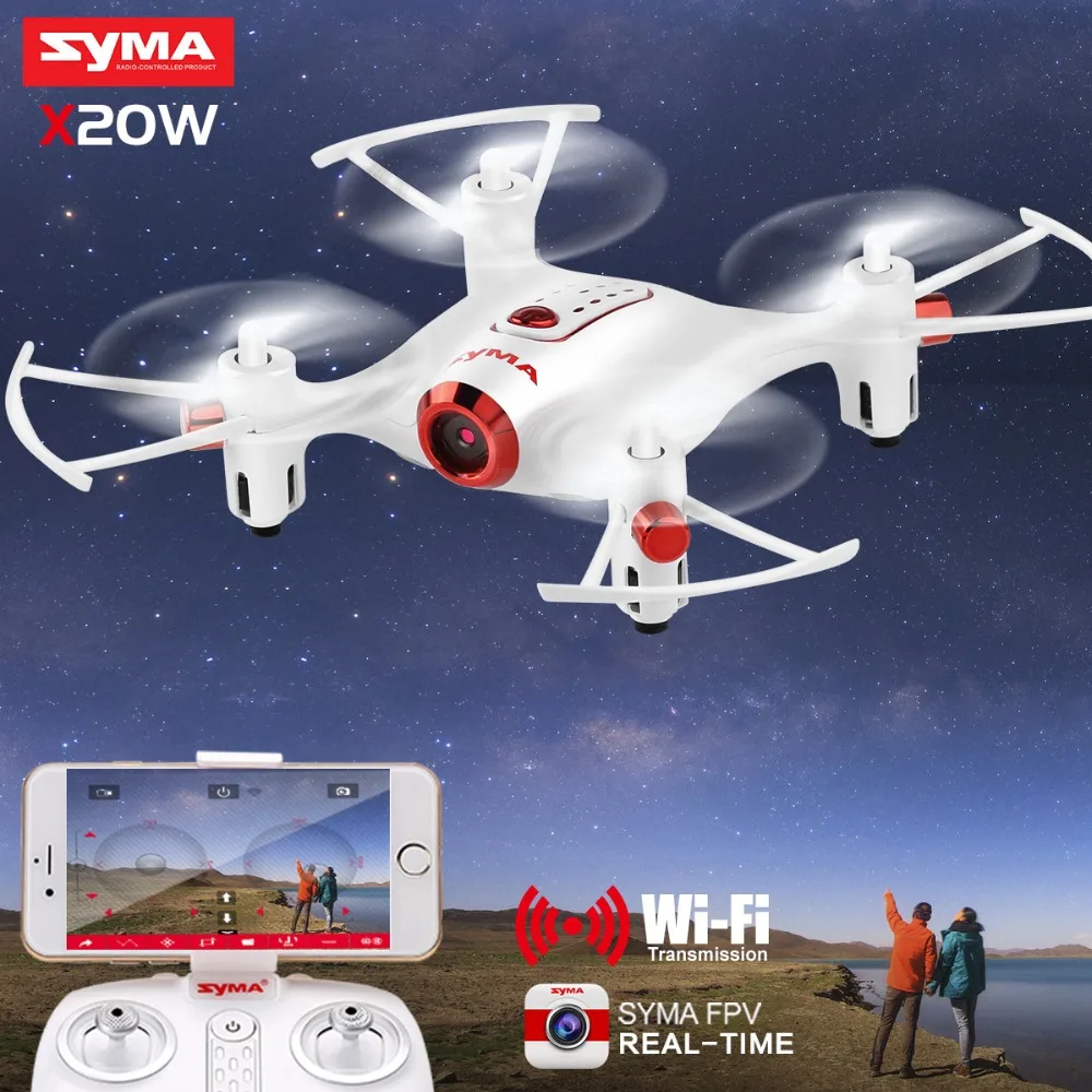 SYMA X20W мини-Дрон WI-FI Камера в режиме реального времени доставки Дрон на ру Квадрокоптер 2,4 г 4CH 6-aixs Gyro Flight плана легко Управление летательного аппарата