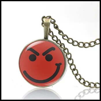 bon jovi have a nice day theme smiling face necklace glass art dome pendant drop shipping NW2070
