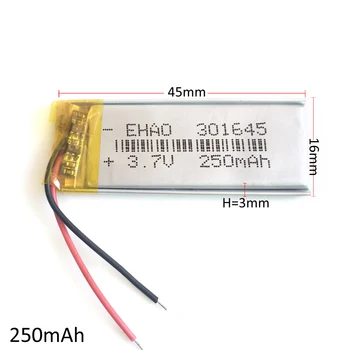 

EHAO 301645 3.7V 250mAh Lithium Polymer LiPo Rechargeable Battery For Handheld GPS Navigator Mp3 Bluetooth LED Light Smart Watch