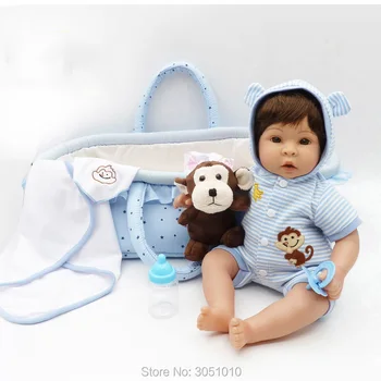 

2019 New Style With Plush Toy Blue Clothes Adora Doll Lovely Cute Cotton Body Silicone Babies For Girl Boneca Toy Gift