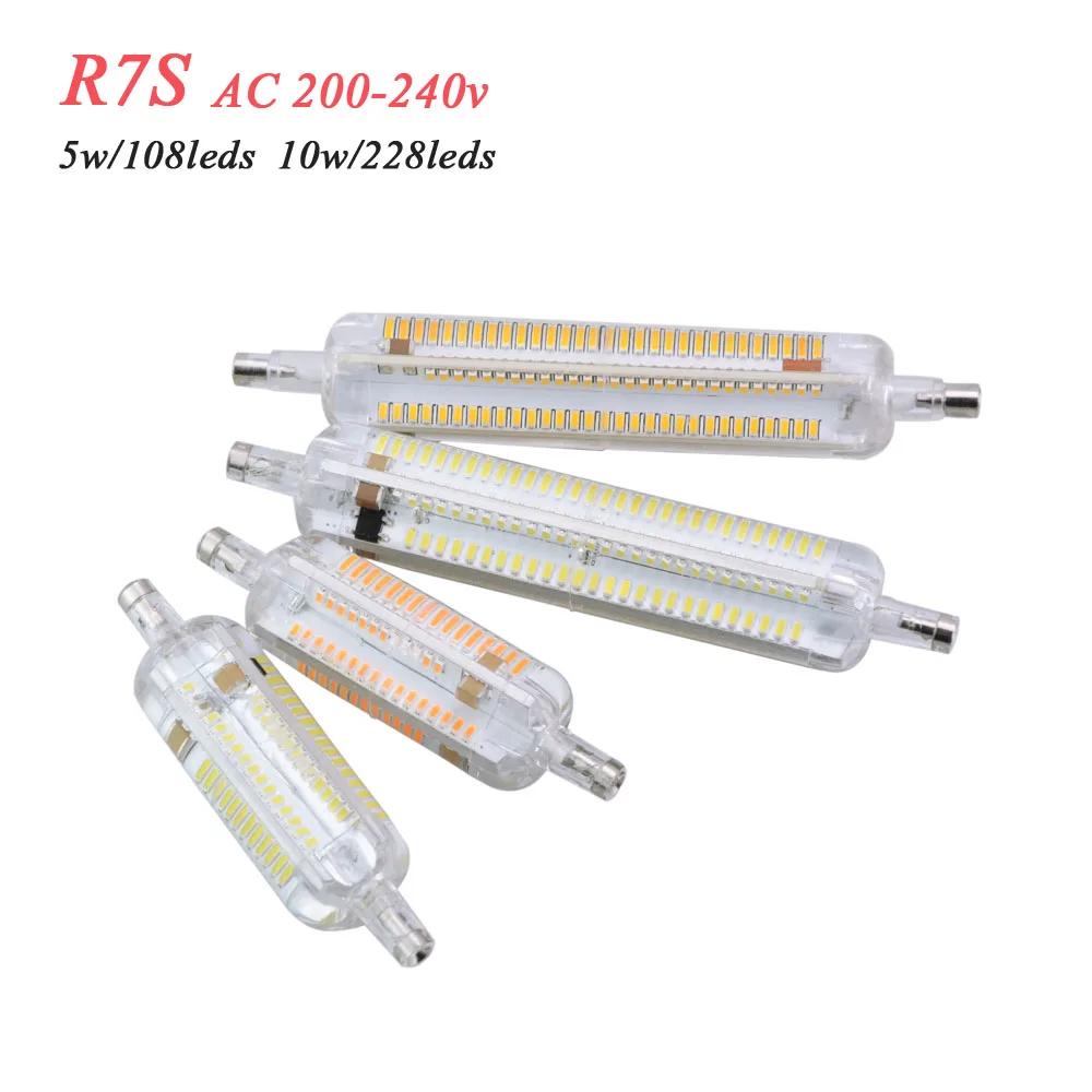 R7s LED 78 мм 118 силиконовая лампа 10 Вт 5 SMD3014 R7S лампочсветильник 220 240 В J78 J118 360 градусов