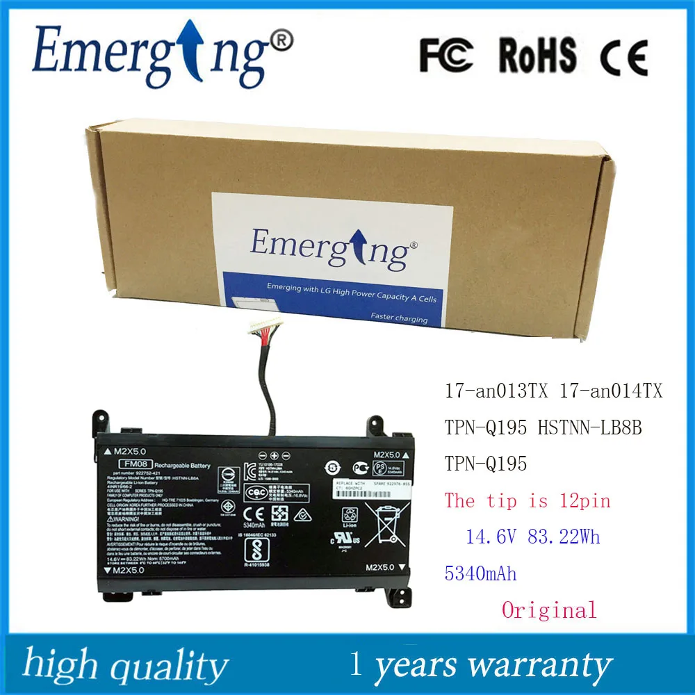 14,6 V 83.22Wh ноутбук Батарея FM08 для hp двумя способами; женские 17-an013TX 17-an014TX TPN-Q195 HSTNN-LB8B TPN-Q195