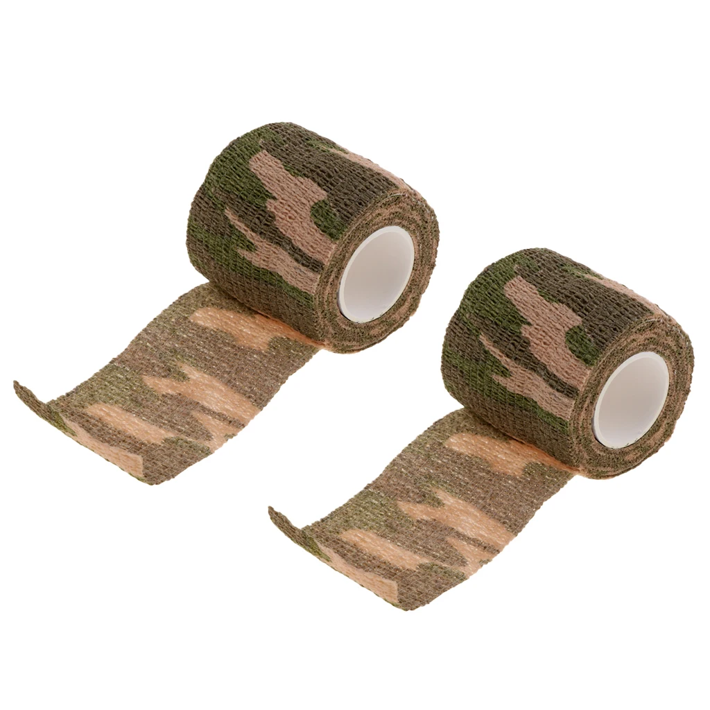 

2 Rolls Self Adhesive Camouflage Tape Cling Telescope Wrap Camo Stretch Bandage for Outdoor Camping Hunting Equipment