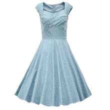2017 Fashion Retro Dress Polka Dot Rockabilly Dress Summer Style Women Robe Vintage Short Sleeve Audrey Hepburn Dress 7 Colos