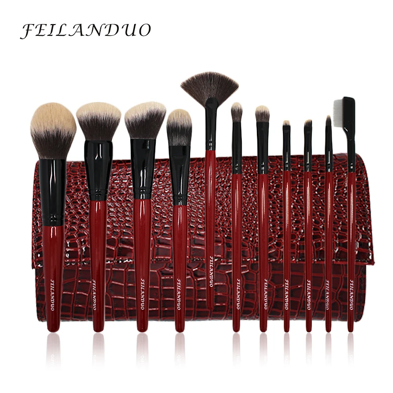 Prezzo FEILANDUO 11 pz Trucco Professionale Brush Set Trucco Strumenti di Alta Qualità PBT T004 Make Up Pennelli Cosmetici Strumento