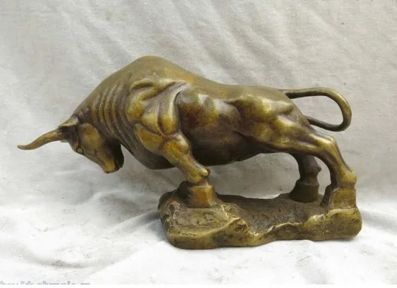 YM 308 China brass copper workmanship strong equity market lucky ox Sculpture Statue | Дом и сад