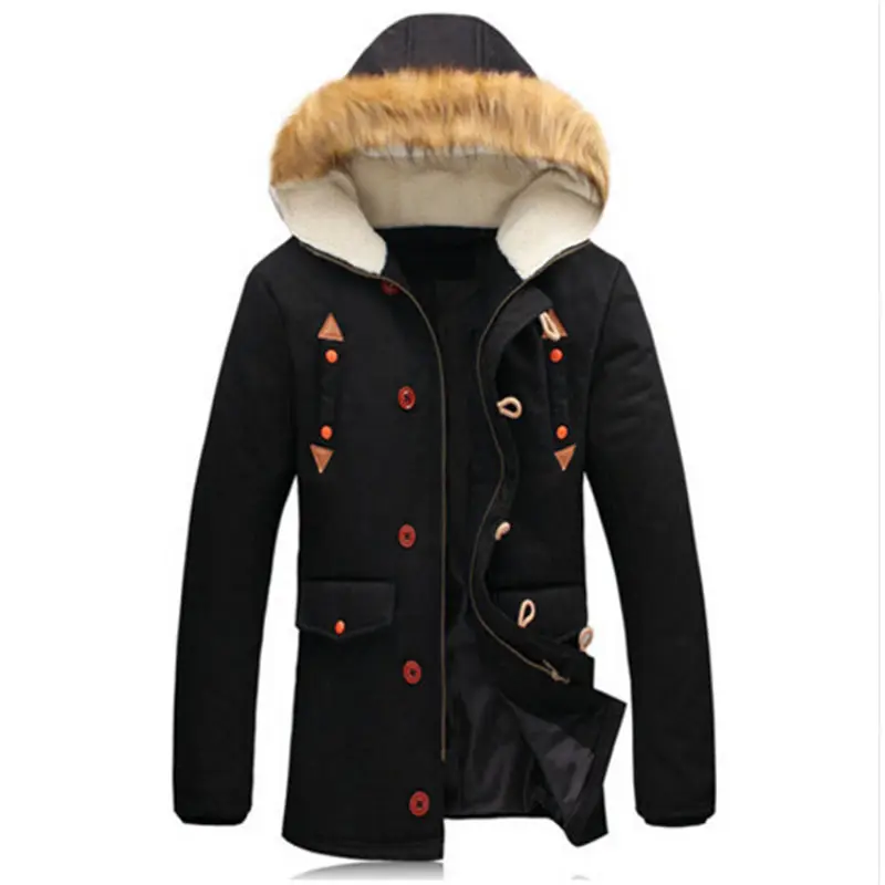 

Free shipping 2017 New Winter Men's Korean Cultivating In the Long Coat Warm Male Casual Hooded Coat Size Thick Tide