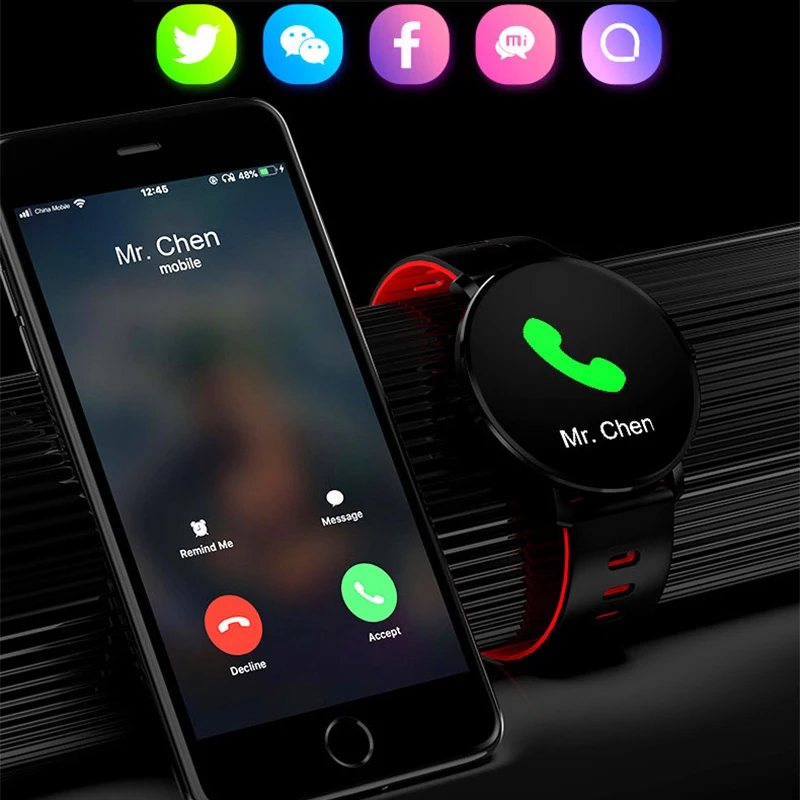Смарт часы 1 3 дюймов Full Touch 2 5 D дисплей экран умный Браслет HeartRate монитор наручные