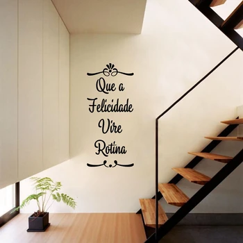 

Portuguese Wall Stickers Home Decor , Que A Felicidade Vire Rotina Vinyl Wall Decals For Portuguese Home Living Room Decoration