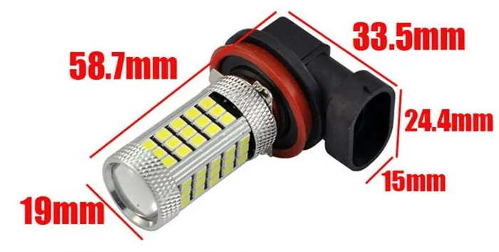 2 x H8 2835 66SMD мощность DC12V Автомобильный светодиодный белого и желтого цвета янтарь противотуманных фар ДРЛ огни лампы