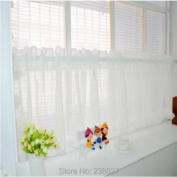 New White Short Curtain Kitchen Sheer Curtains Tulle Window Small Voile Ready Made Cortinas rideaux cuisine court (9)
