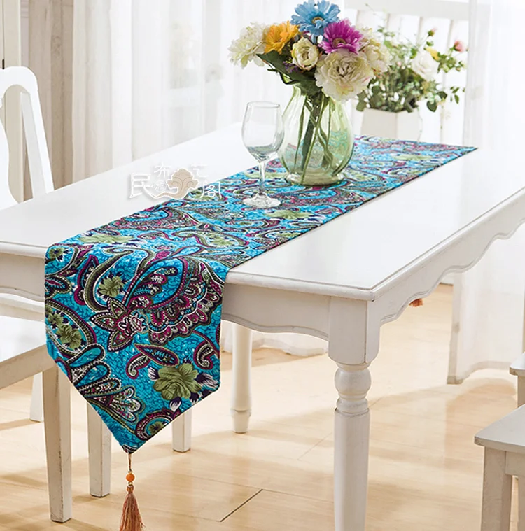 282 peaco красочный синий напечатанный стол обеденный коврик орнамент 30*180 см Обратный