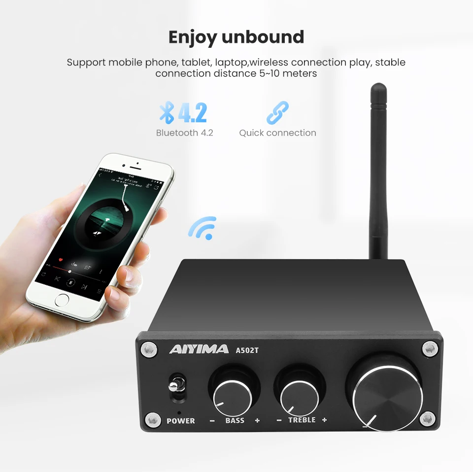 AIYIMA Bluetooth 4,2 CSR64215 TPA3116D2 цифровой аудио усилитель мощности 50Wx2 HiFi стерео мини-усилитель Настольный NE5532 OP AMP