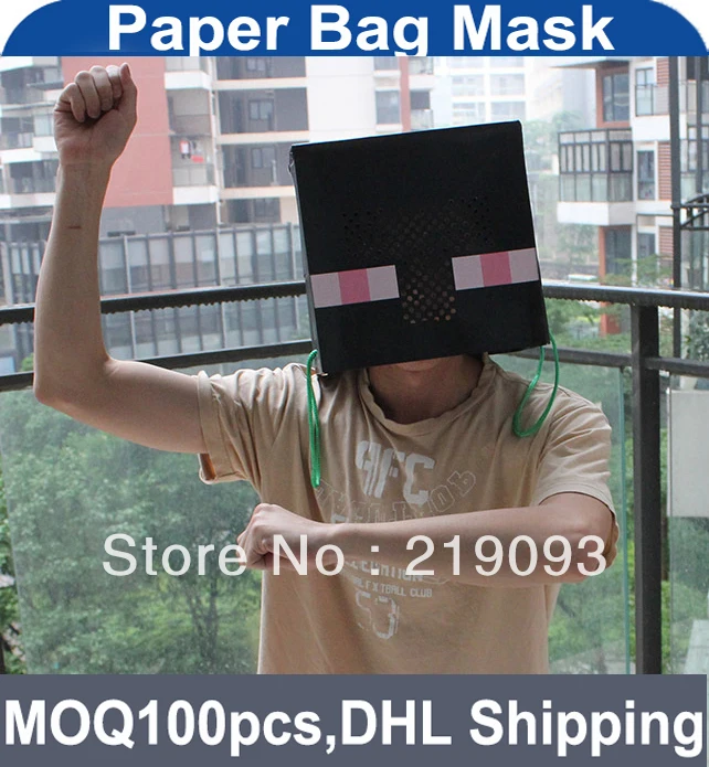 (50 pieces/lot) Paper mask Party mask minecraft Enderman mask game ...