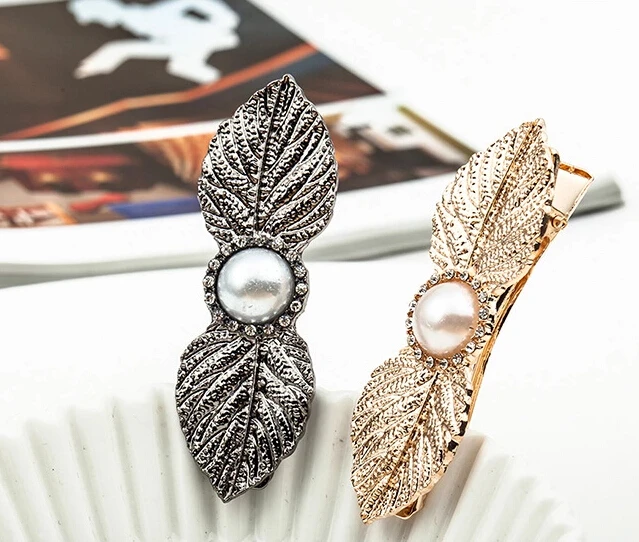 

Leaf 2016 Hair Clip Metal Hair Accessory Hairpin Fashion Pearl Crystal New Barrette