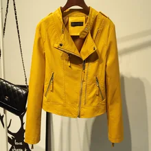 Весенне-осенняя Повседневная Женская мотоциклетная одежда Короткий Повседневный из кожзаменителя куртка со стоячим воротником пальто из искусственной кожи с длинными рукавами