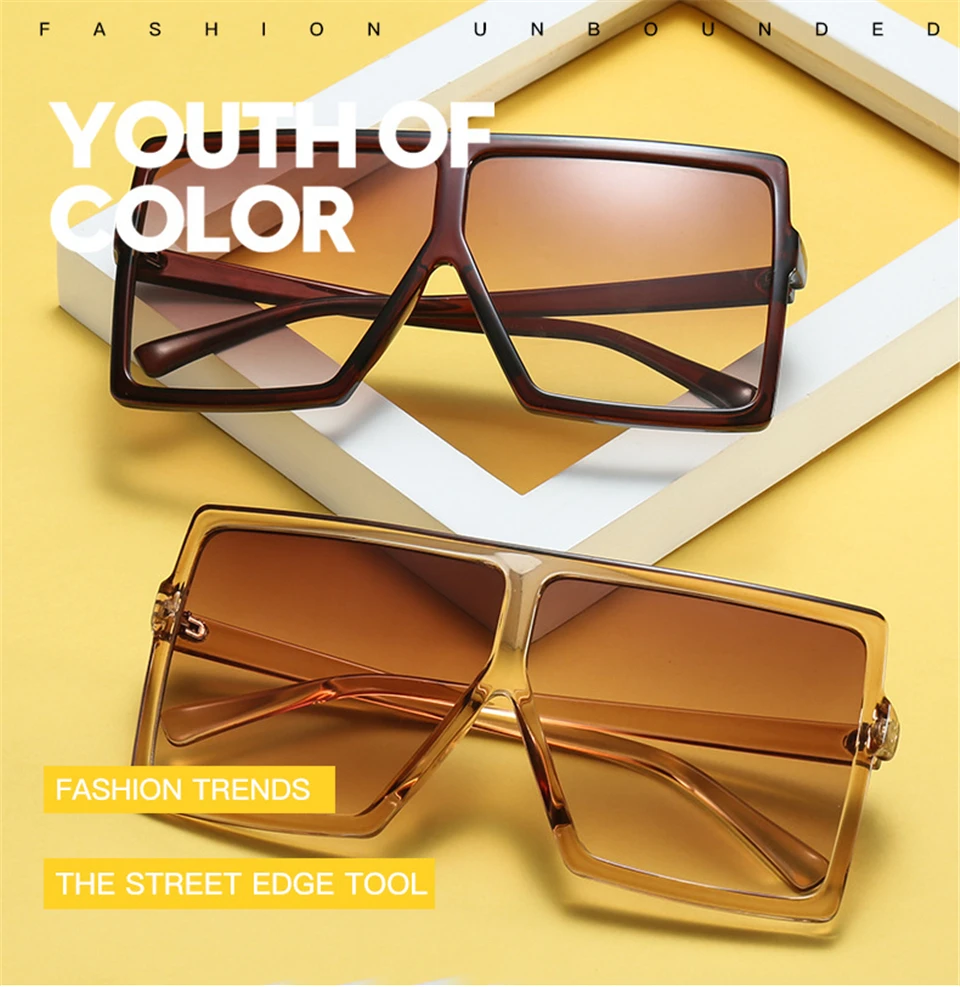 Большая оправа, градиентные негабаритные солнцезащитные очки, квадратные брендовые дизайнерские винтажные женские модные солнцезащитные очки Oculos De Sol UV400