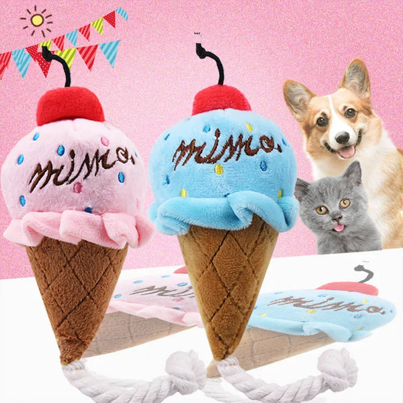 

Squeak Pet Dog Toy Puppy Plush Squeak Toy for Small Dogs Ice Cream Pet Toys for Dog Chew Toy Cat Pets Products Honden Speelgoed