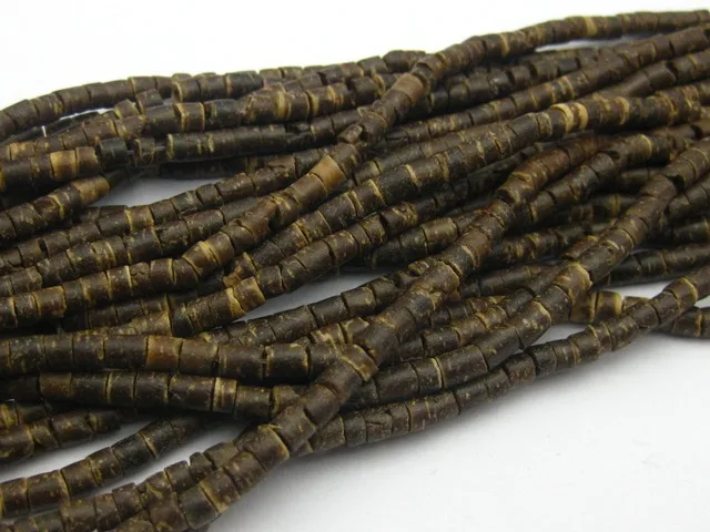 

5 Strands of 22" Natural Dark Coconut Heishi Beads 3mm