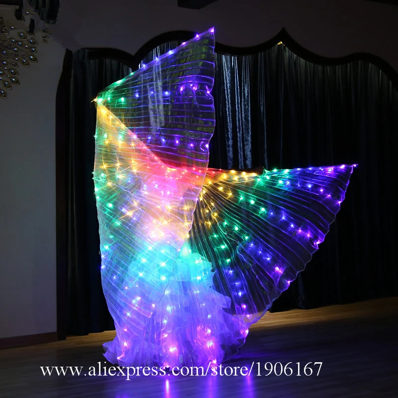 Belly Dance Glowing Wings Cloak Children Fluorescent Butterfly Rainbow Multicolored LED Glowing Wings1