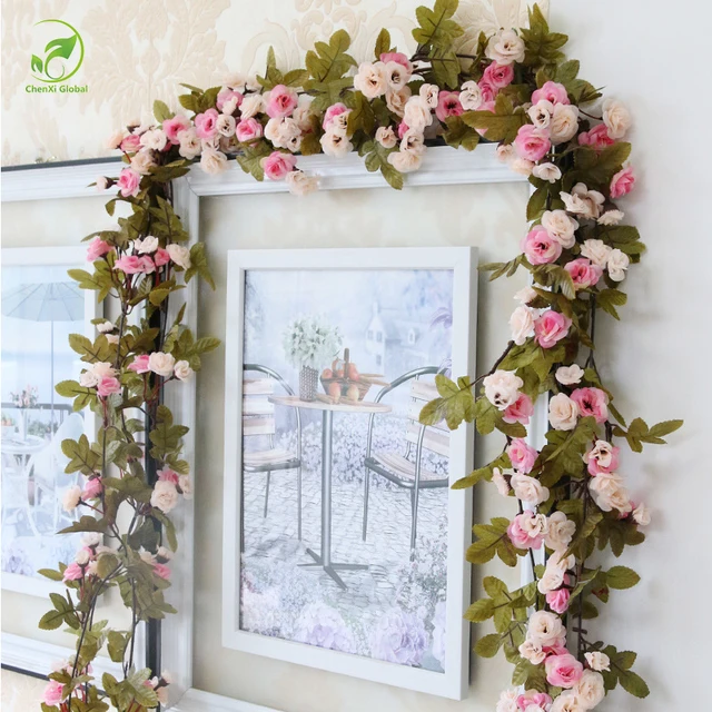 230cm Wedding Decoration Fake Silk Roses Ivy Vine Artificial Flowers 230cm Wedding Decoration Fake Silk Roses Ivy Vine Artificial Flowers With Green Leaves Hanging Garland For