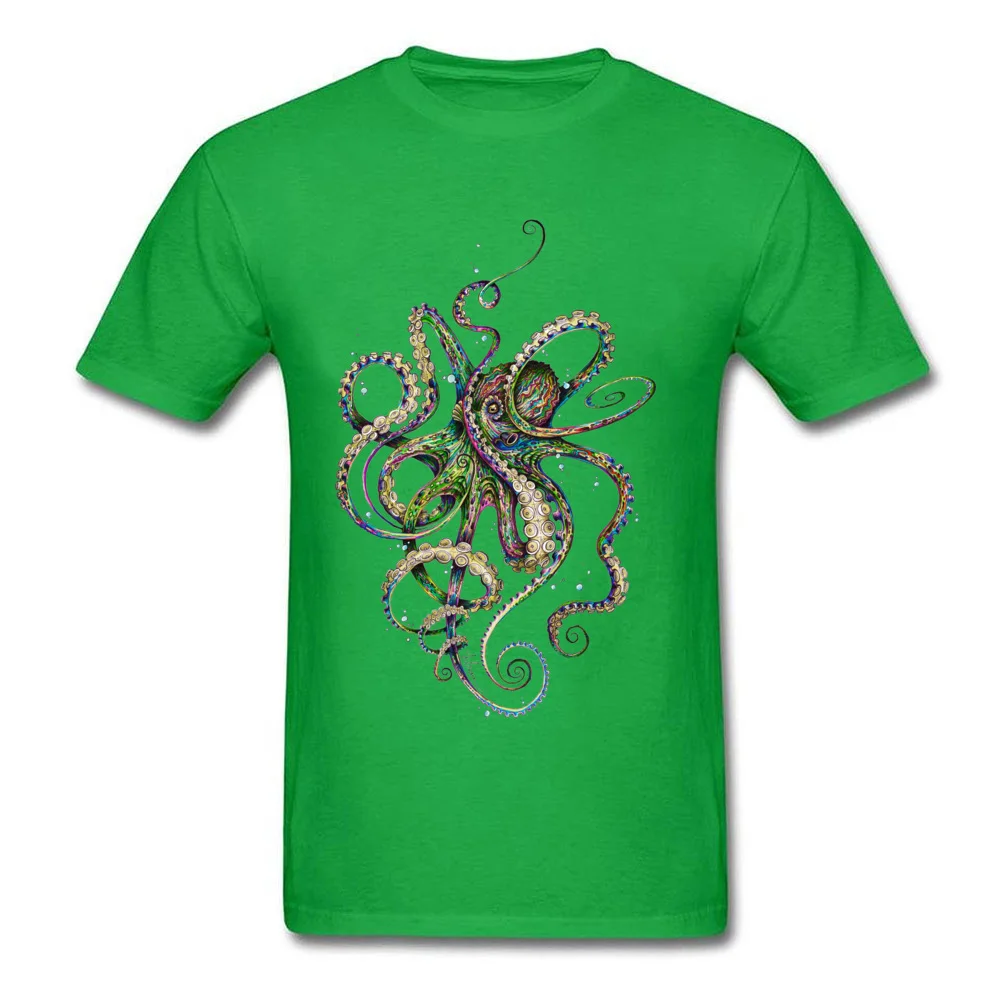 Octopsychedelia Comics Summer/Fall 100% Cotton Round Collar Mens Tops Tees Design Tops T Shirt Faddish Short Sleeve Top T-shirts Octopsychedelia green