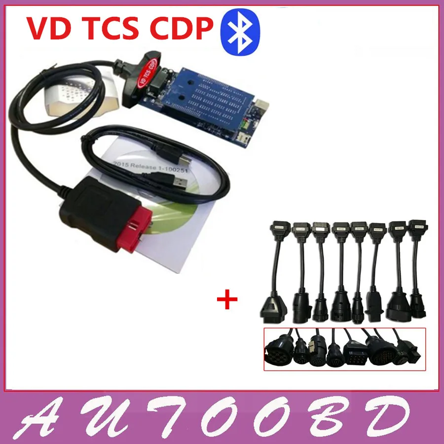 

DHL Freeship! Gray 2015.R3 VD TCS CDP with Bluetooth +8 Truck Cable New vci Truck Car Multi-Brand Auto OBD-II Diagnostic Tool
