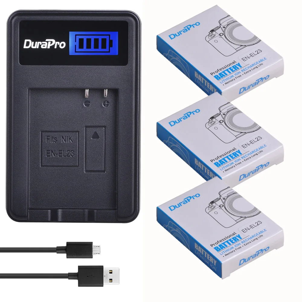 DuraPro EN-EL23 Bateria ENEL23 EN EL23 Battery + LCD USB Charger For Nikon COOLPIX P900 P610 P610s P600 B700 S810c P900s Camera