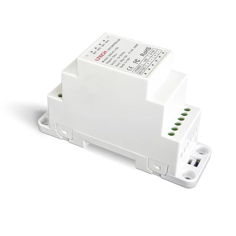 New DC12V-24V Power Input CV DIN Rail DALI Dimming Driver Screw Dual Use;12A 1 Channel 0-10V Output 0-100% Dimming Range
