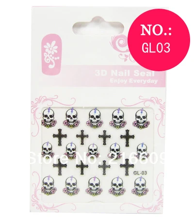 500 компл./лот 3D Monster Highs белые черные черепа розовый бант наклейки для ногтей DIY декоративные наклейки 24 стиля DHL