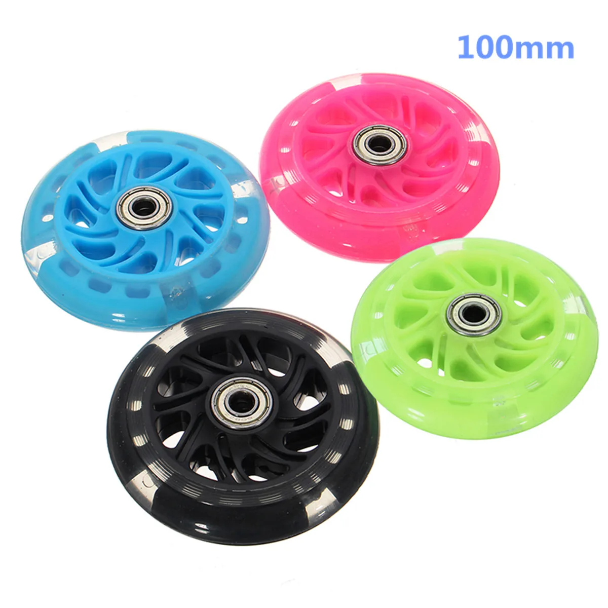 

New Arrival 100mm Scooter wheel LED Flash Light Up Wheel for Mini Micro Scooter with 2 ABED-7 Bearings Black Pink Green Blue