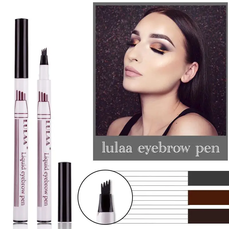 

Portable 4 Fork Tip Head Eyebrow Pencil Waterproof Long-lasting Natural Brows Cream