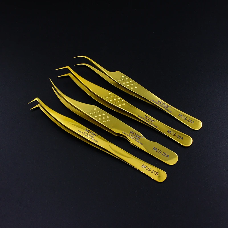 

100% Genuine Vetus MCS Series Goldon Color Premium Beauty Makeup Tweezers for Eyelashes Extension
