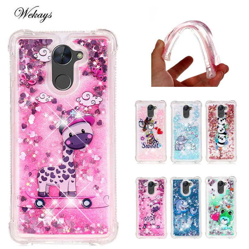 

Wekays Cute Cartoon Deer Liquid Quicksand Glitter Case For Huawei Y7 Prime Y7 2017 Cover for Huawei Enjoy 7 Plus Coque Fundas