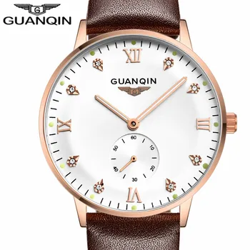 

Men Automatic Mechanical Wristwatch Top Brand GUANQIN Watch Men Fashion Luminous Clock Male leather strap Waterproof Watches men
