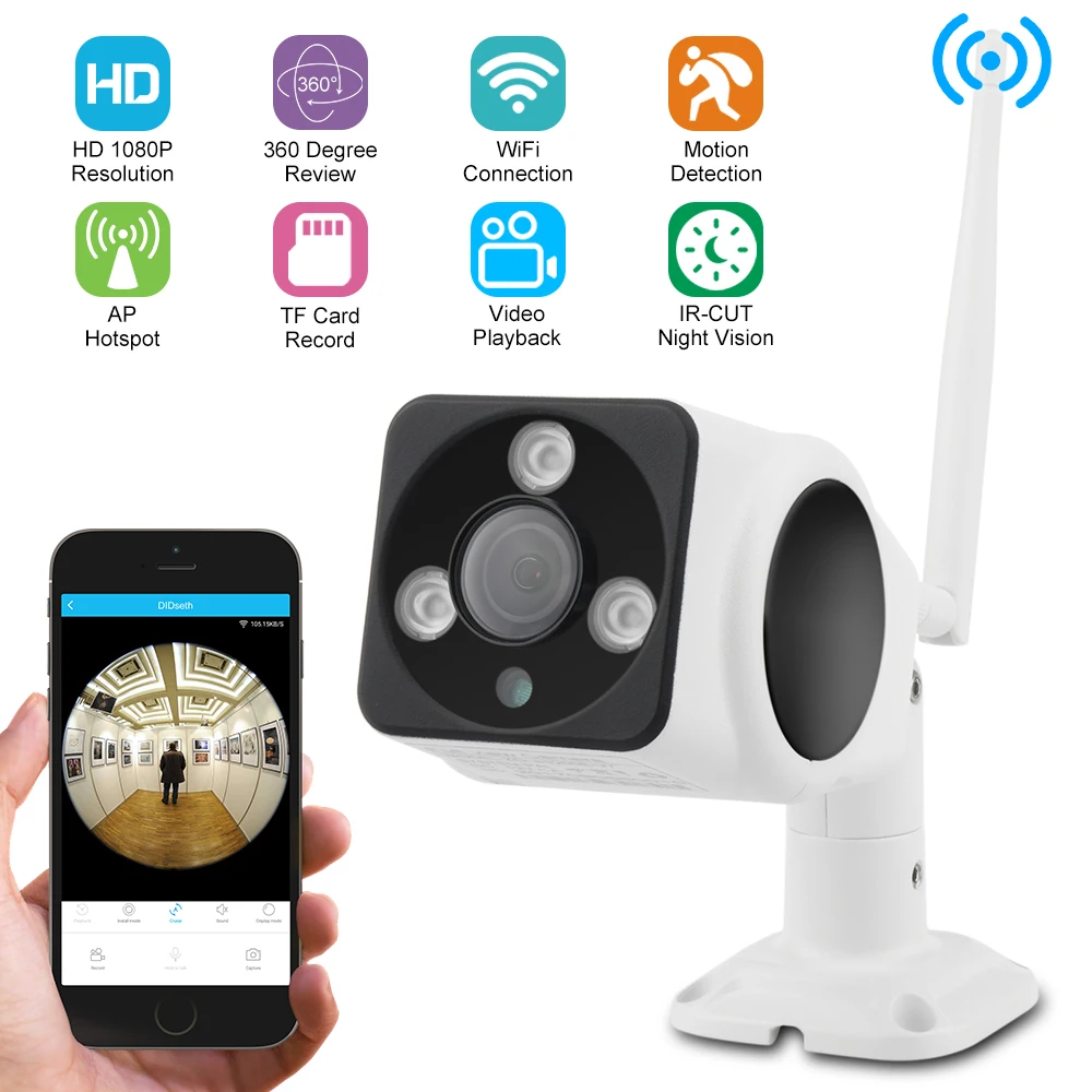 

DEFEWAY 1080P 2.0MP Wireless WIFI Outdoor IP Security Camera with Night Vision Up to 65ft Motion Detection Alarm Recording New