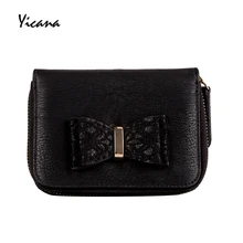 

Yicana short style Pu Leather Women wallet vintage popular black purse