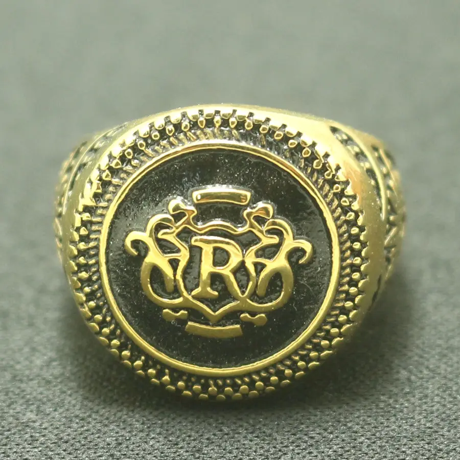 Mens Boys 316L Stainless Steel R Letter Round Cool Ring Free Shipping