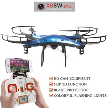 New Quadcopter X6SW Drohne Drone With Camer HD Helicopter Dron 4 Channels Aviao Wireless Drones HD WiFi Camera Mini Drone Racer