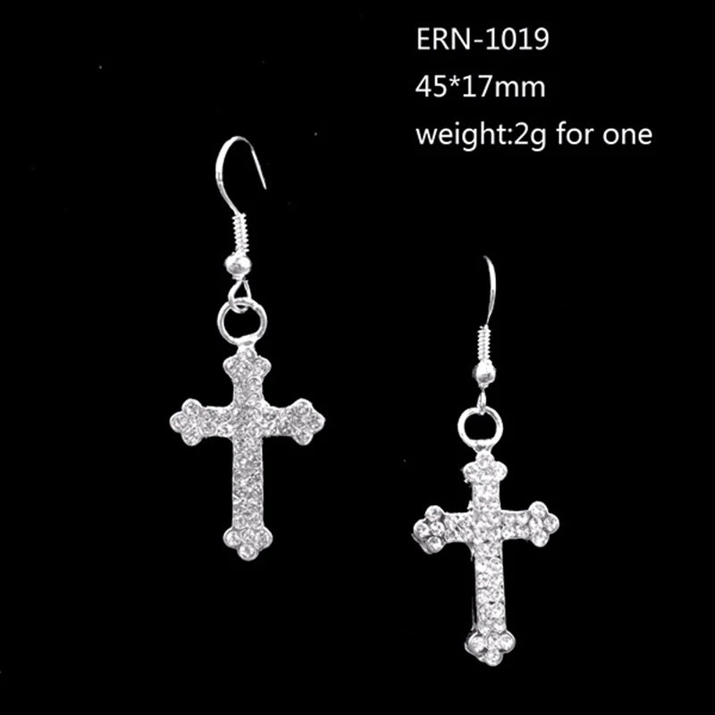 

DollyBling Beautiful Elegant Fashion Silver Plated Hook rhinestone Cross Earrings Eardrop ern1019