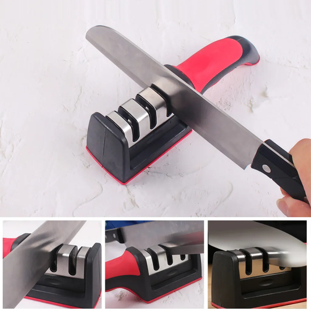 

New Sharpener Kitchen for Straight and Serrated Knives 3 Stage with Diomand Abrasive Knifes Sharpener Household Sharpener Stone