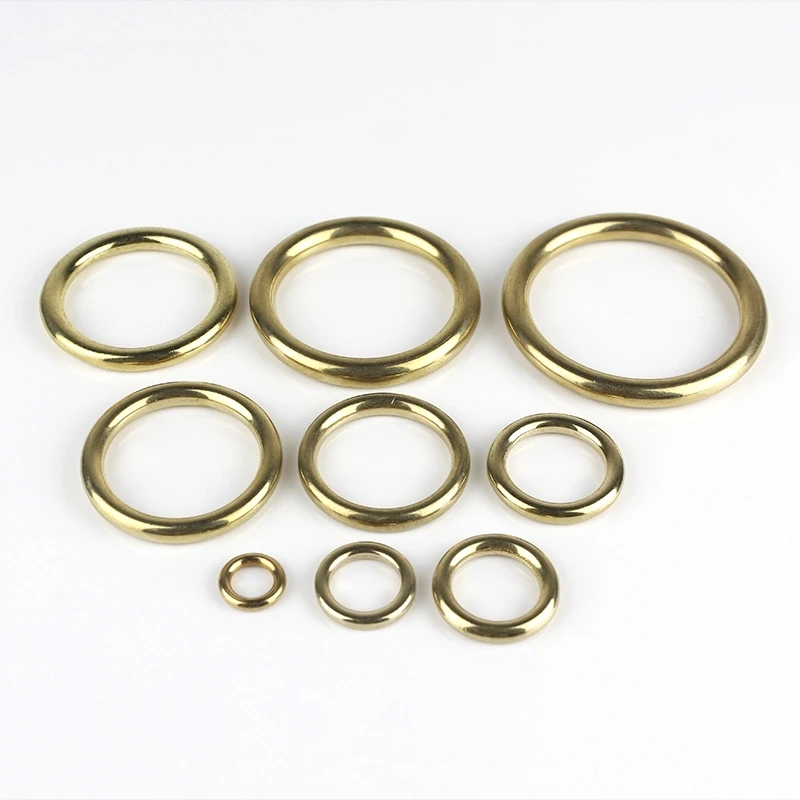 Handbag Hardware Accessories Belt Buckle Solid Brass Cast O-Ring Seamless Round Buckle for Webbing Leather Craft bag strap belt pet collar