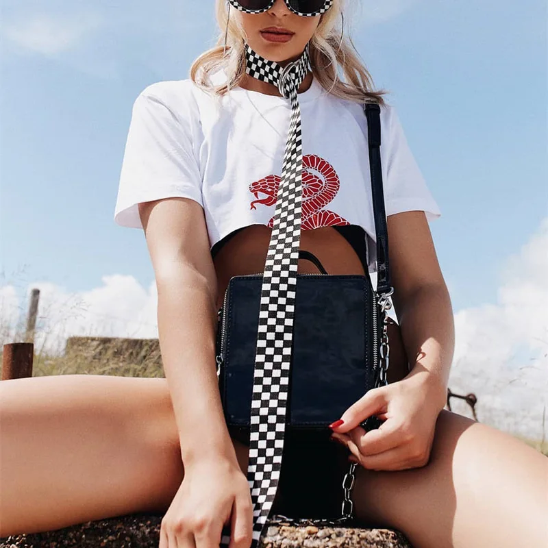 

Women Checkerboard Belts Canvas Waist Belts Casual Checkered Waistband 135cm Black White Plaid Belt