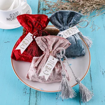 

10pcs creative wedding gift pouches for casamento party decor candy bags with strings tag sugar containers event party supplies