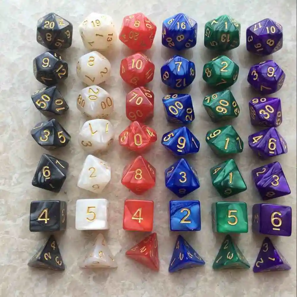 

Liaplasting 7pc/Set TRPG Dice For Dungeons Dragons D4-D20 Multi Sided Games Dices 6 Color Desktop Polyhedral Set+Free shipping!