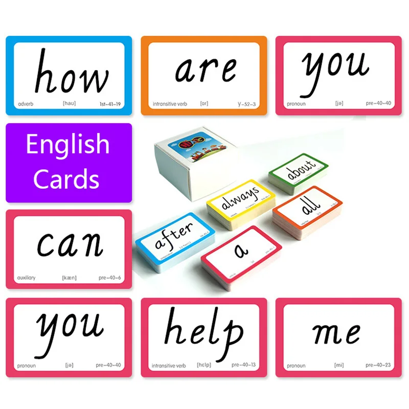 

221pcs/set Baby Learning Card English Word Cards Kindergarten Teaching Aid Flash Card Early Education Vocabulary Game For Kids