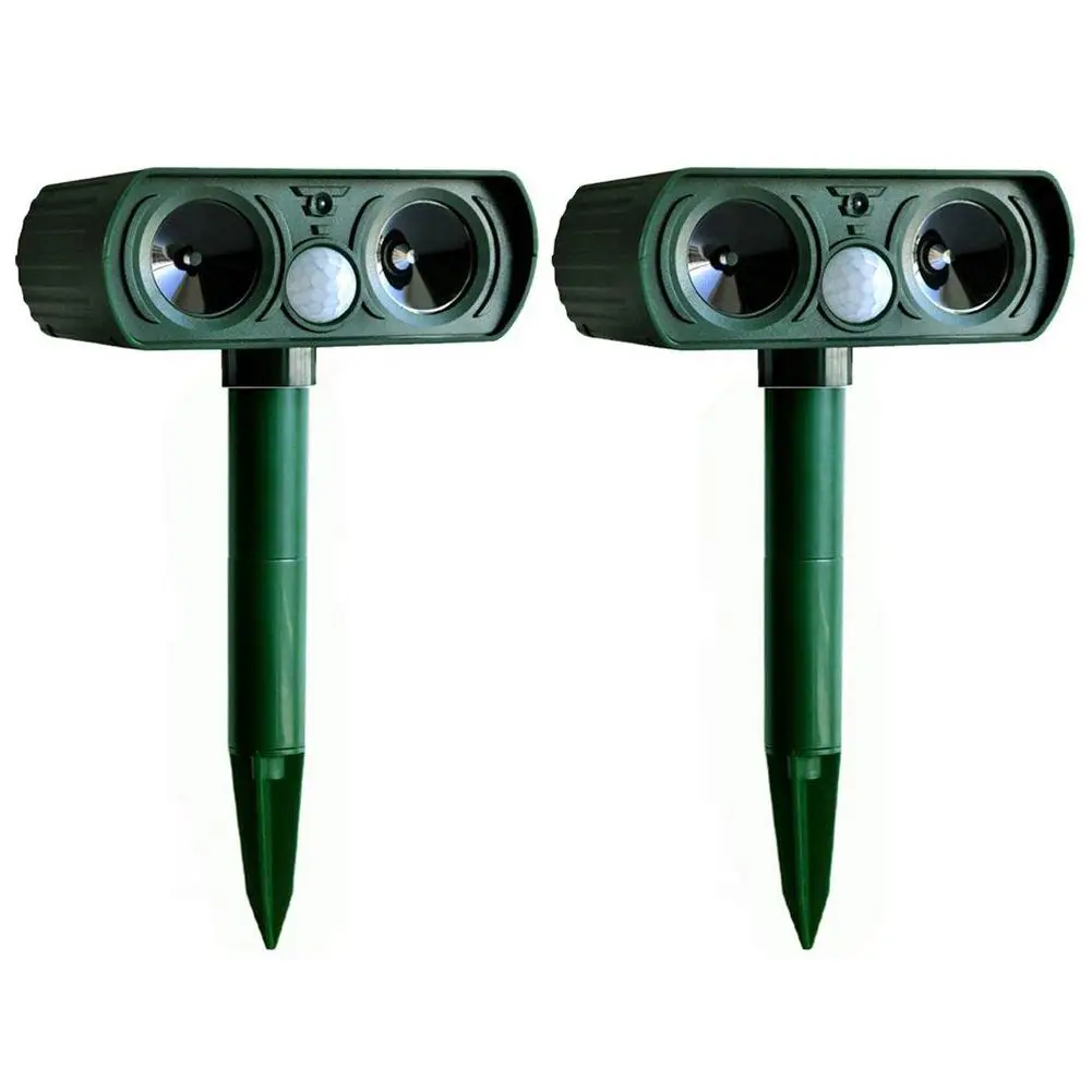 

2PCS Solar Repellent Cat Repeller Scarer Dual Ultra Deterrent Garden Animal Chaser