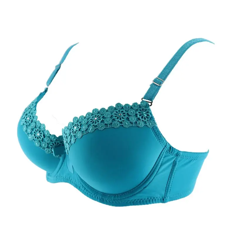 

PlusGalpret Women's Underwire Lightly Padded Lace Bra Sexy Demi Push Up Brassiere Nylon Comfortable Soutien Gorge Black 36B-42C